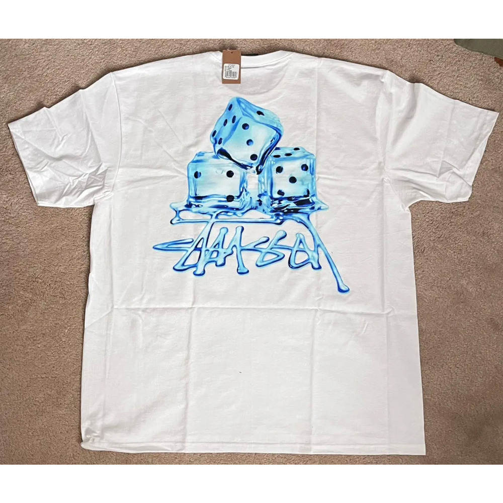STUSSY MEN'S MELTED TEE WHITE COLOR SIZE XL
